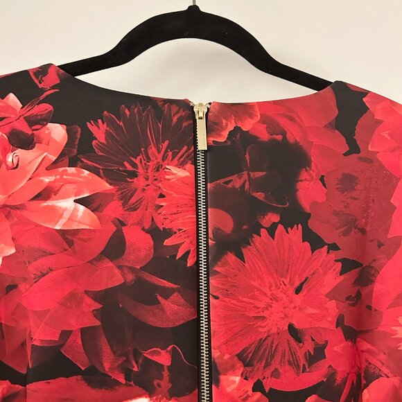 Calvin Klein Women's Red Black Floral Sheath Scuba Dress Size 16 - Picture 8 of 9